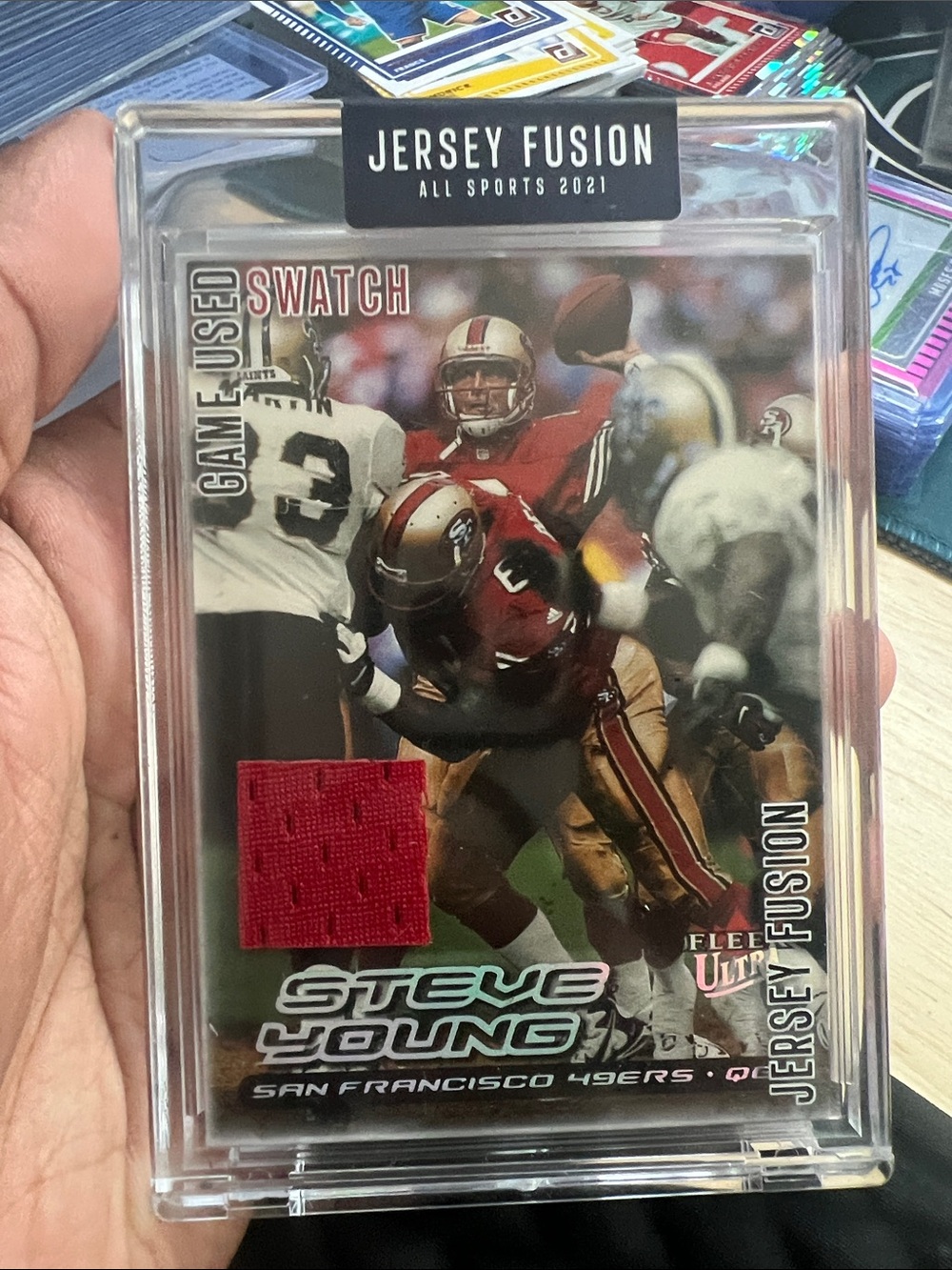 Steve Young San Francisco 49ers Red Jersey Fusion Sports Card - Fleer Ultra